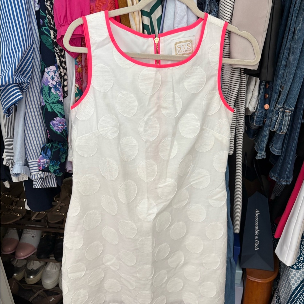Sail to Sable White Dress with Pink Trim